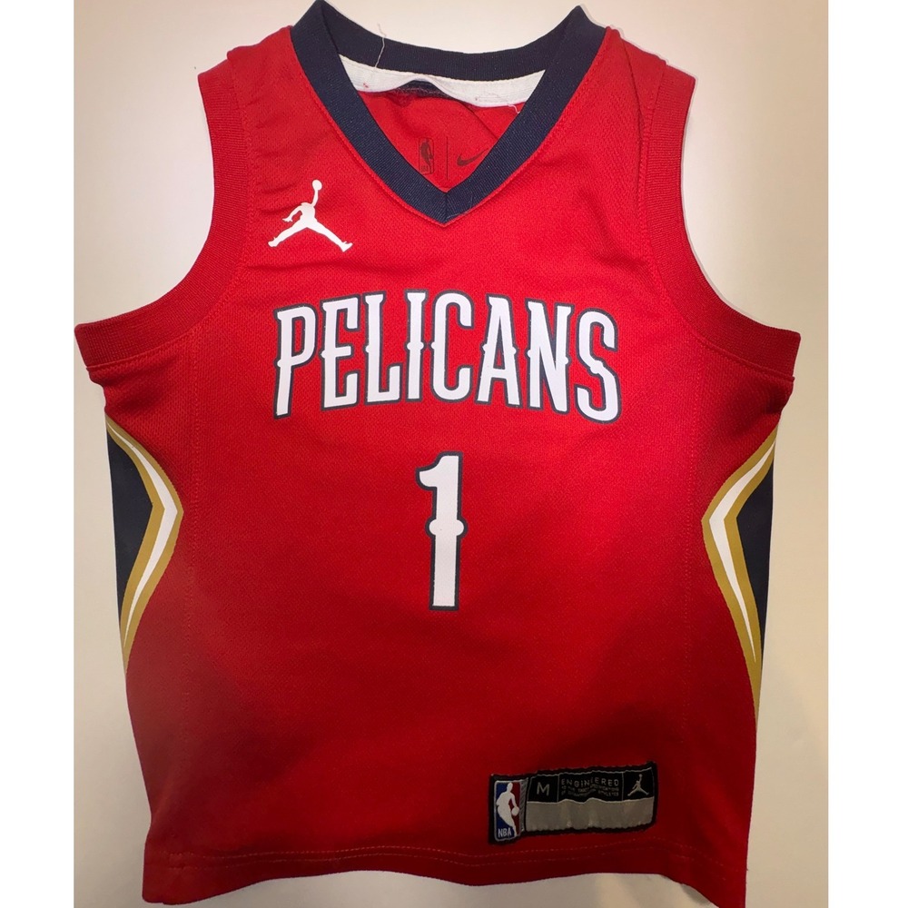 Jordan Zion Williamson New Orleans Pelicans Red Jersey Kids Medium 5/6 NBA 1
